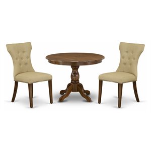 East West Furniture Hartland 3-piece Wood Dining Set in Walnut/Brown