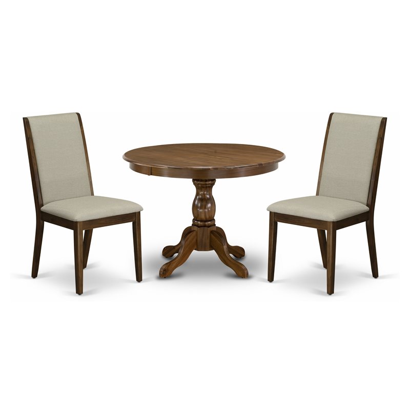 East West Furniture Hartland 3-piece Wood Dining Table Set in Walnut