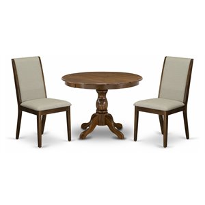 East West Furniture Hartland 3-piece Wood Dining Table Set in Walnut
