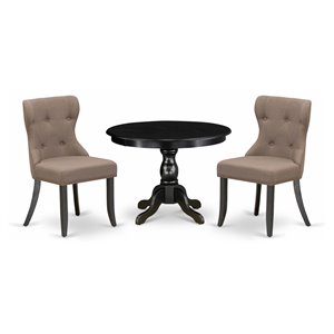 East West Furniture Hartland 3-piece Wood Dining Set in Black/Coffee