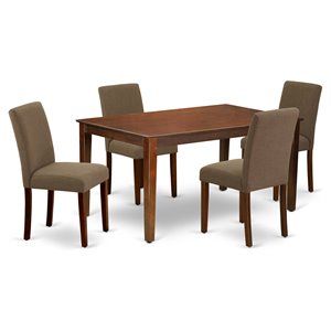 East West Furniture Capri 5-piece Wood Dining Set in Mahogany/Coffee