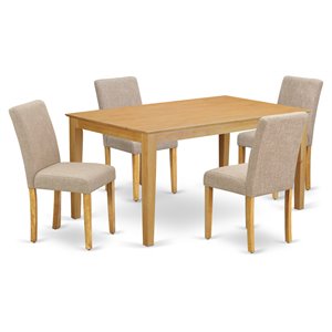 East West Furniture Capri 5-piece Wood Dining Set in Oak/Light Fawn