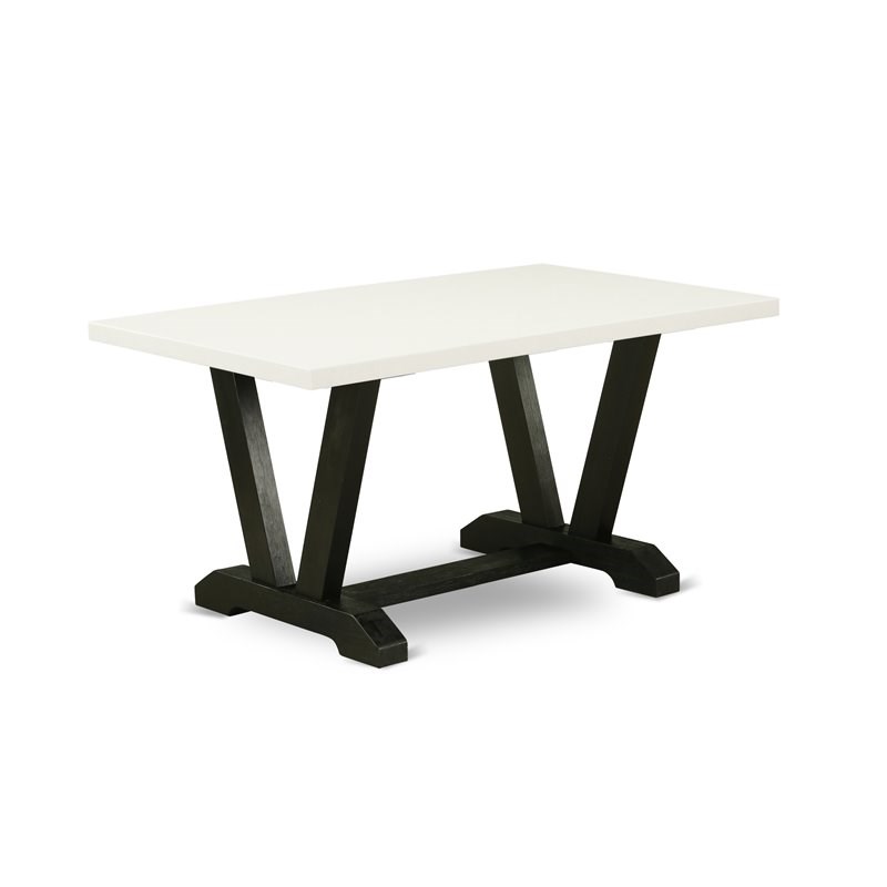 East West Furniture V-Style 3-piece Wood Dining Table Set in Black