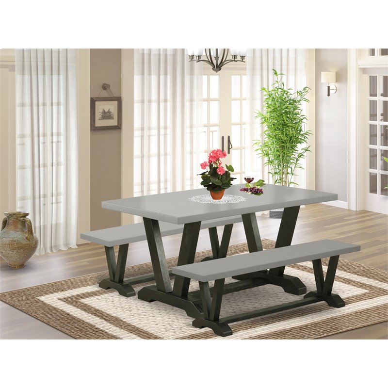 East West Furniture V-Style 3-piece Wood Kitchen Set in Black