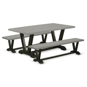 East West Furniture V-Style 3-piece Wood Dining Set in Black