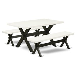 East West Furniture X-Style 3-piece Wood Kitchen Set in Black
