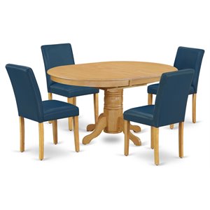 East West Furniture Avon 5-piece Wood Dining Set in Oak/Oasis