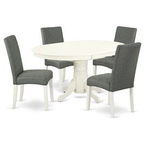 East West Furniture Avon 5-piece Wood Dining Set in Linen White/Gray