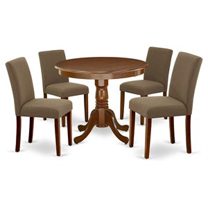 East West Furniture Antique 5-piece Wood Dining Set in Mahogany/Coffee
