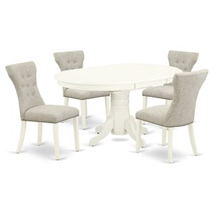 East West Furniture Avon 5-piece Wood Dining Set in Linen White/Doeskin