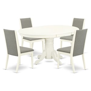 East West Furniture Avon 5-piece Wood Dining Set in Linen White/Shitake