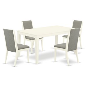 East West Furniture Capri 5-piece Wood Dining Set in Linen White/Shitake
