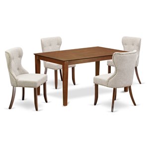 East West Furniture Capri 5-piece Wood Dining Room Set in Mahogany