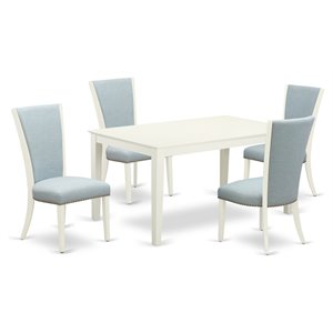 East West Furniture Capri 5-piece Wood Dining Room Set in Linen White