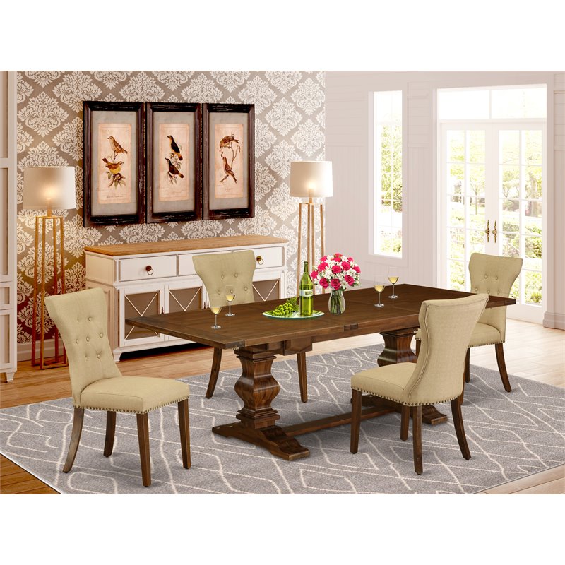 East West Furniture Lassale 5-piece Wood Dining Set in Walnut