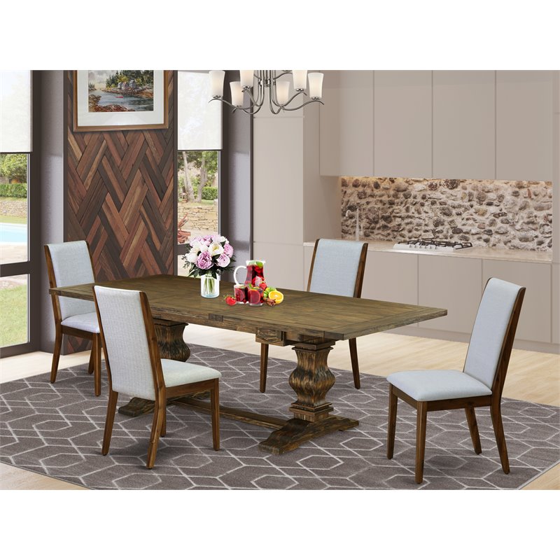 East West Furniture Lassale 5-piece Wood Table and Dining Chairs in Brown