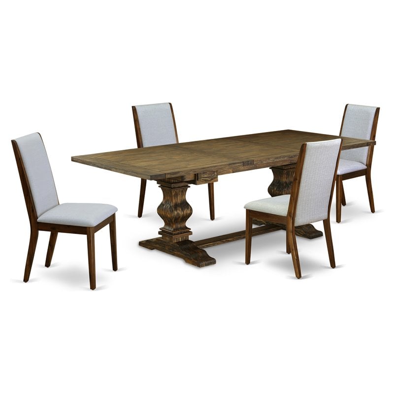 East West Furniture Lassale 5-piece Wood Table and Dining Chairs in Brown