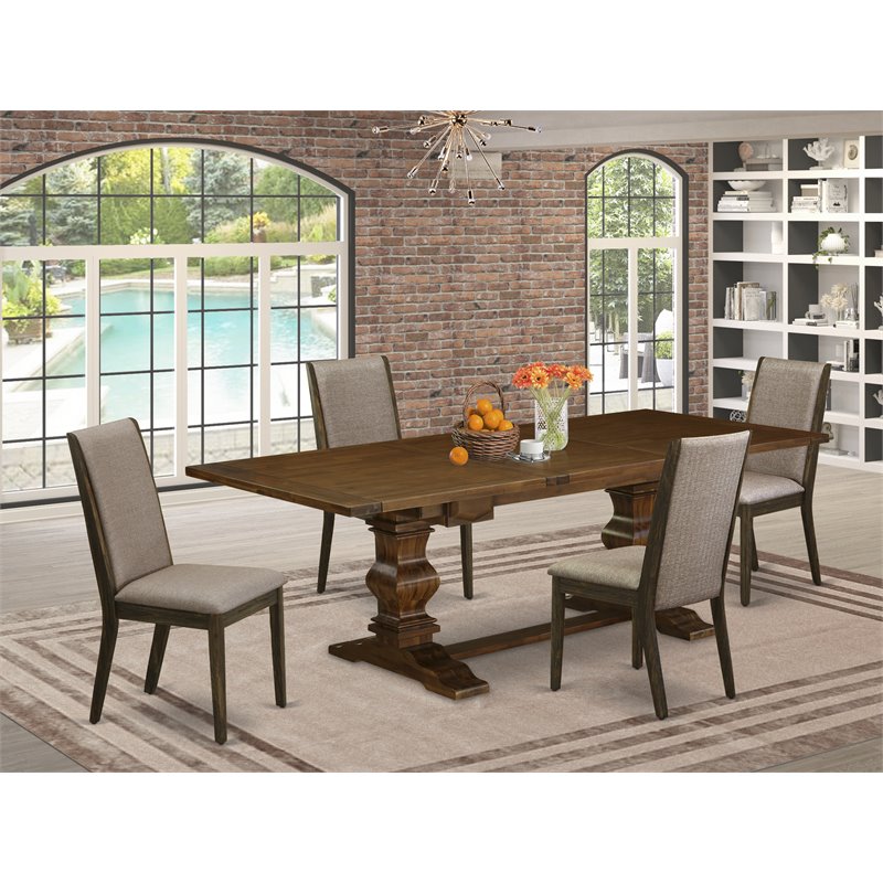 East West Furniture Lassale 5-piece Wood Dining Room Set in Walnut