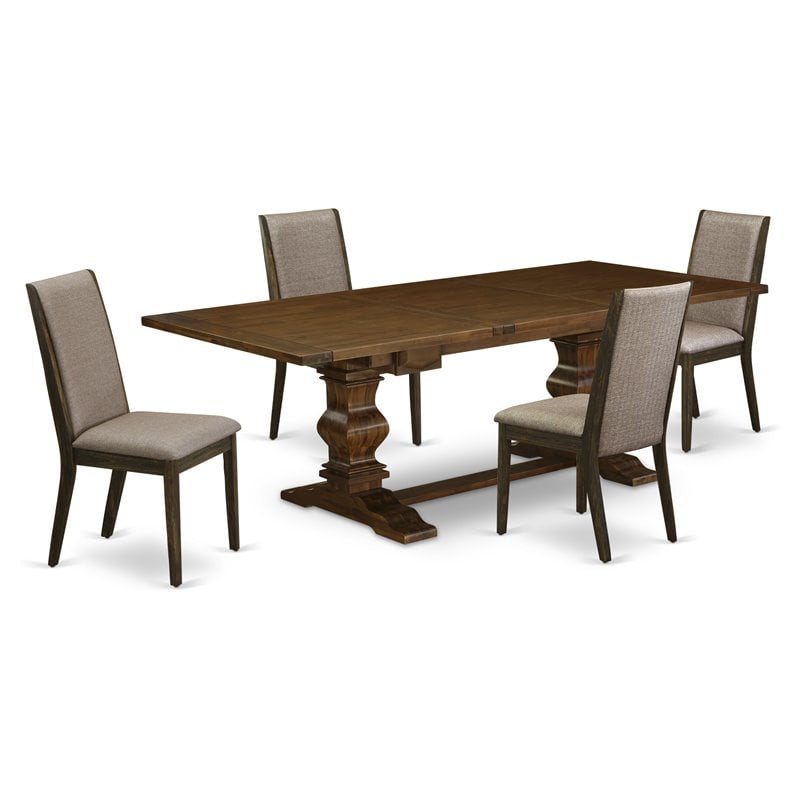 East West Furniture Lassale 5-piece Wood Dining Room Set in Walnut