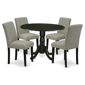 East West Furniture Dublin 5-piece Wood Dining Set in Black/Shitake