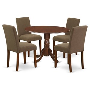 East West Furniture Dublin 5-piece Wood Dining Set in Mahogany/Coffee