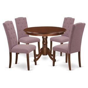 East West Furniture Hartland 5-piece Wood Dining Set in Mahogany/Dahlia