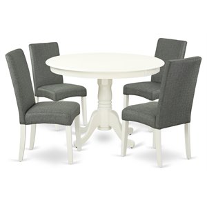 East West Furniture Hartland 5-piece Wood Dining Set in Linen White/Gray