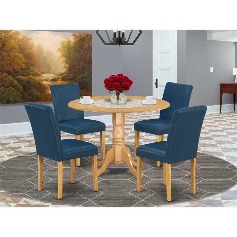 East West Furniture Dublin 5-piece Wood Dining Set in Oak/Oasis