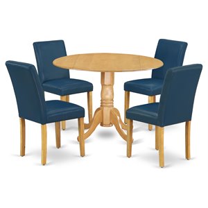 East West Furniture Dublin 5-piece Wood Dining Set in Oak/Oasis