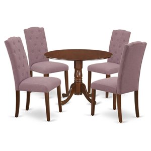 East West Furniture Dublin 5-piece Wood Dining Set in Mahogany/Dahlia