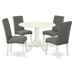 East West Furniture Dublin 5-piece Wood Dining Set in Linen White/Gray