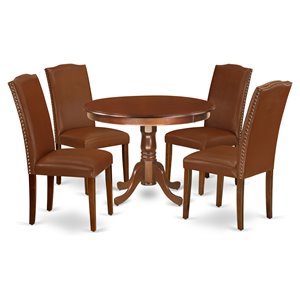 East West Furniture Hartland 5-piece Wood Dining Table Set in Mahogany