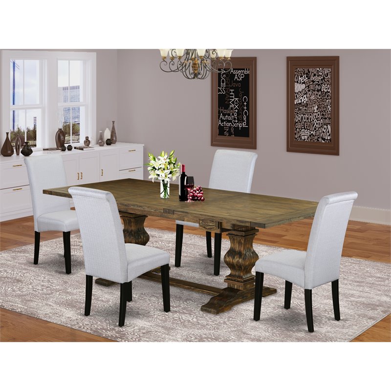 East West Furniture Lassale 5-piece Wood Dining Set in Jacobean Brown/Black