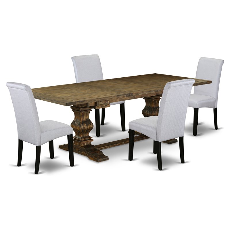 East West Furniture Lassale 5-piece Wood Dining Set in Jacobean Brown/Black
