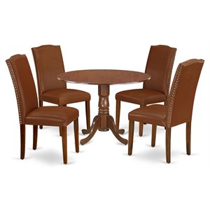 East West Furniture Dublin 5-piece Wood Dining Set in Mahogany