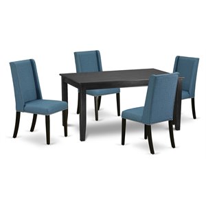 East West Furniture Dudley 5-piece Traditional Wood Dining Set in Black