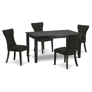 East West Furniture Dudley 5-piece Wood Dining Table Set in Black