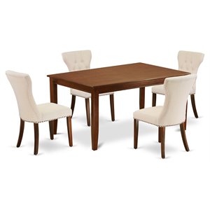 East West Furniture Dudley 5-piece Wood Kitchen Set in Mahogany