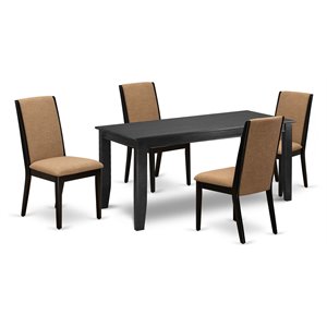 East West Furniture Dudley 5-piece Wood Dining Room Set in Black