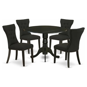 East West Furniture Dublin 5-piece Traditional Wood Dining Set in Black