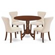 East West Furniture Dublin 5-piece Wood Dining Set in Mahogany/Light Beige