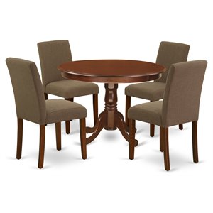 East West Furniture Hartland 5-piece Wood Dining Set in Mahogany/Coffee