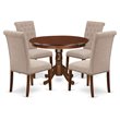 East West Furniture Hartland 5-piece Wood Dining Set in Mahogany/Light Fawn