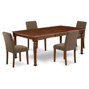 East West Furniture Dover 5-piece Wood Dining Set in Mahogany/Coffee