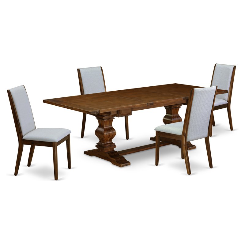 East West Furniture Lassale 5-piece Wood Kitchen Set in Walnut