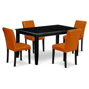 East West Furniture Dudley 5-piece Wood Dining Set in Black/Baked Bean