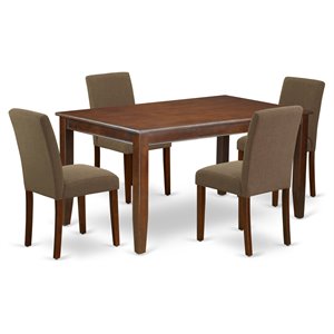 East West Furniture Dudley 5-piece Wood Dining Set in Mahogany/Coffee