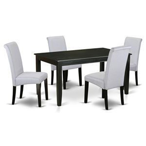 East West Furniture Dudley 5-piece Wood Dining Set in Black/Grayish Blue