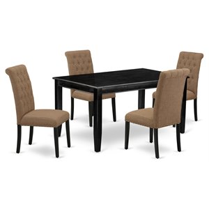 East West Furniture Dudley 5-piece Wood Dining Set in Black/Light Sable