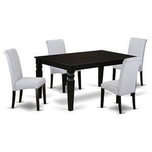 East West Furniture Logan 5-piece Wood Dining Set in Black/Grayish Blue